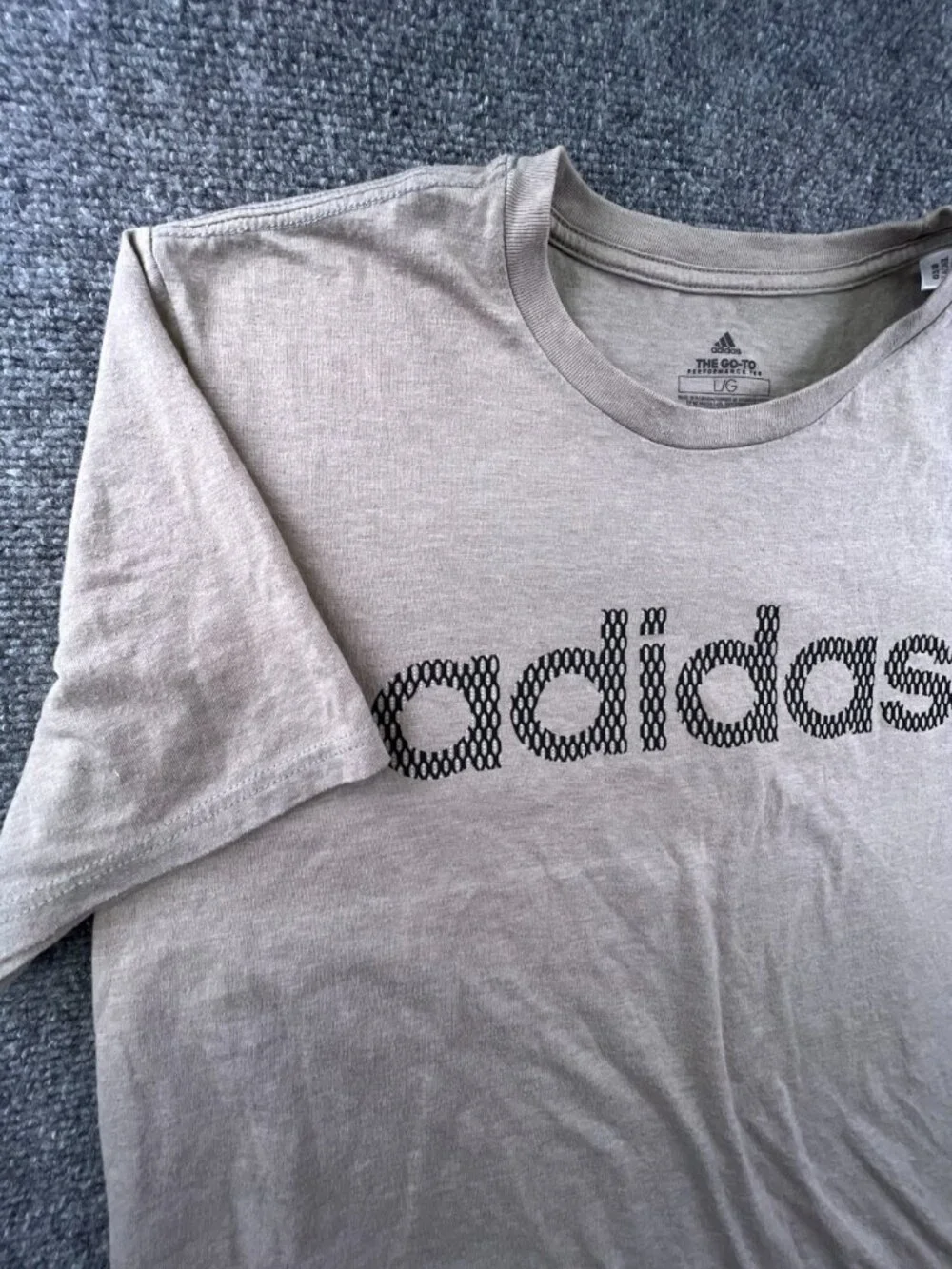 Adidas Shirt Adult Large Beige Logo Crew Neck Short Sleeve Mens Performance Tee